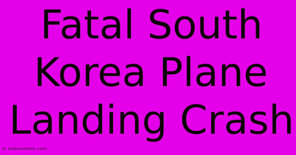 Fatal South Korea Plane Landing Crash