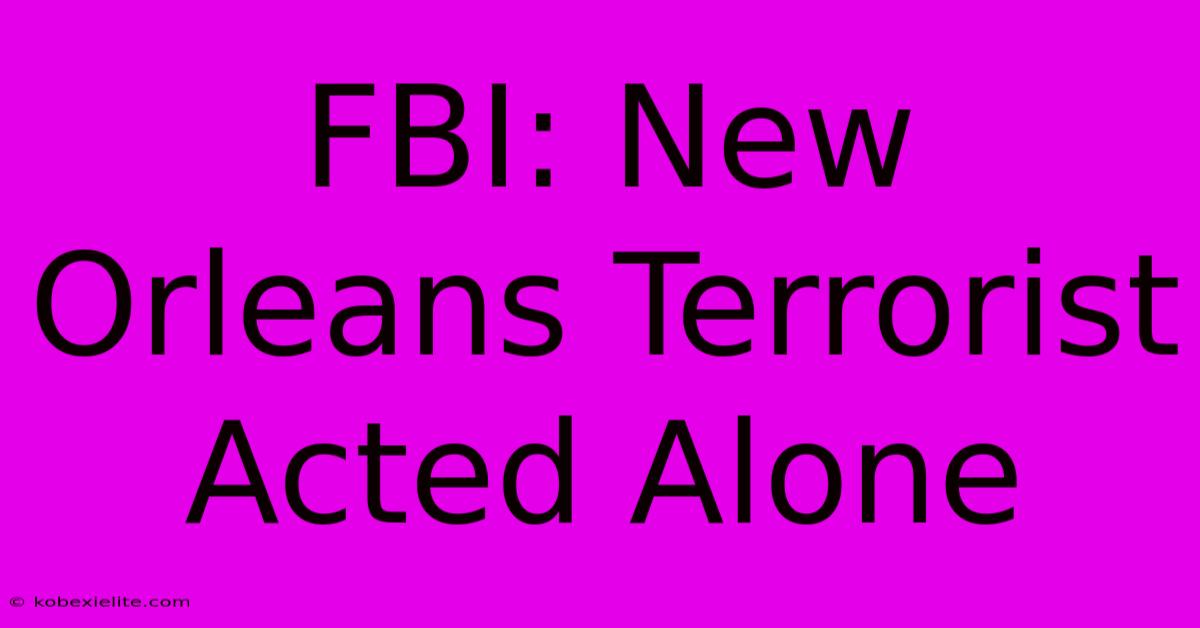 FBI: New Orleans Terrorist Acted Alone