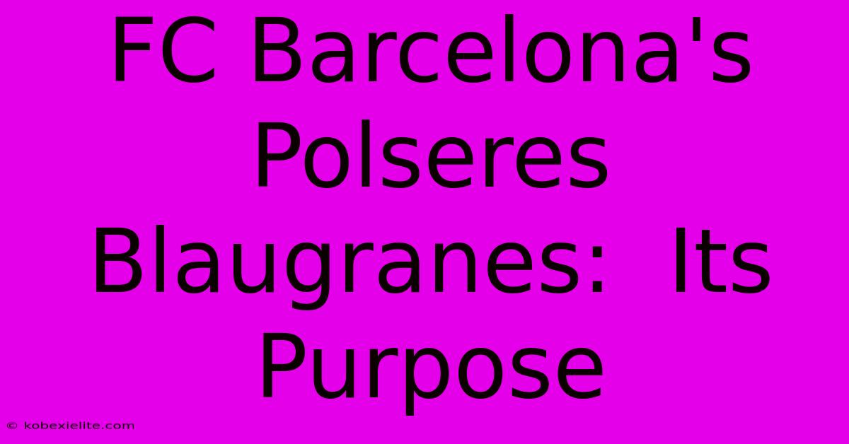 FC Barcelona's Polseres Blaugranes:  Its Purpose