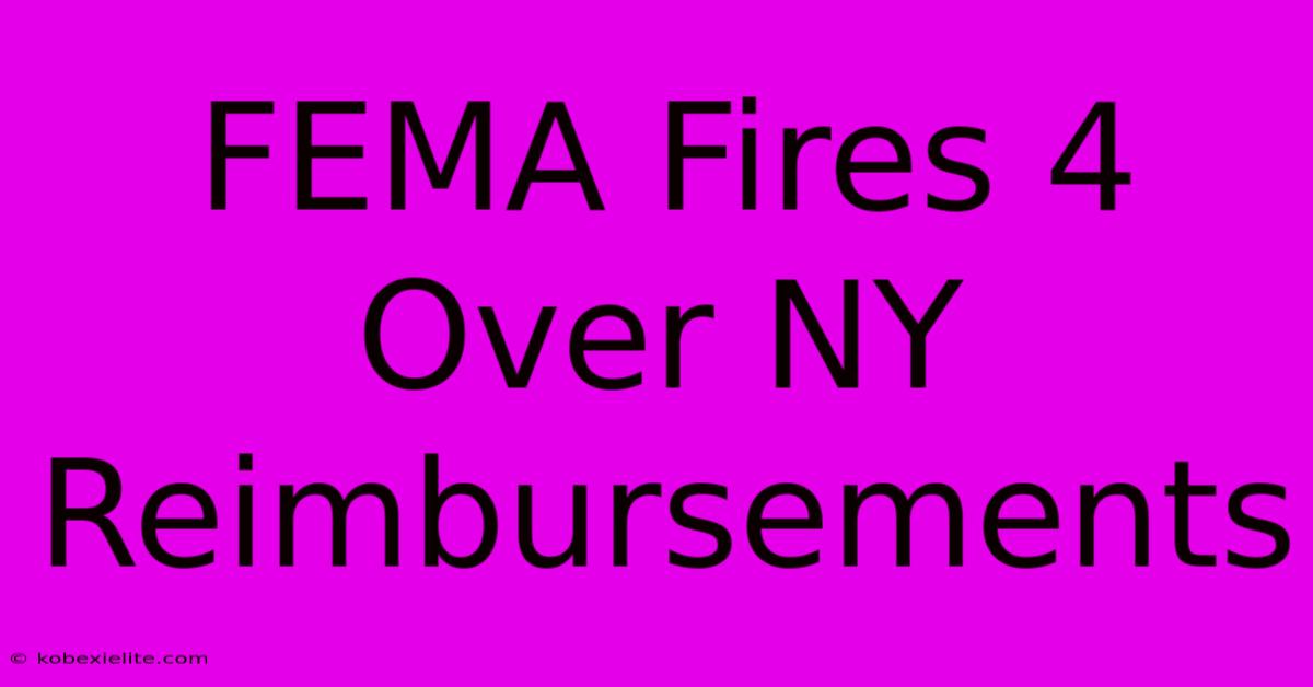 FEMA Fires 4 Over NY Reimbursements