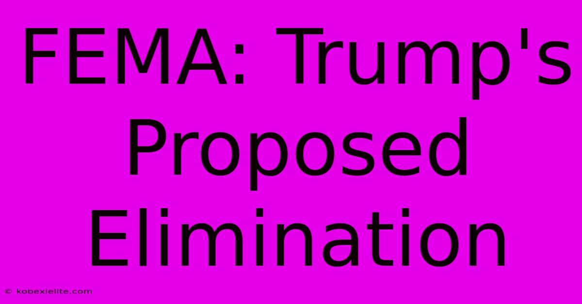 FEMA: Trump's Proposed Elimination