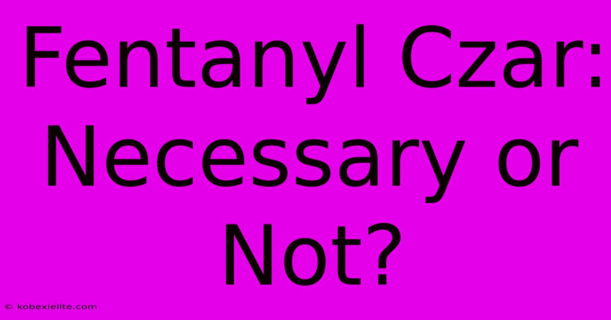 Fentanyl Czar: Necessary Or Not?