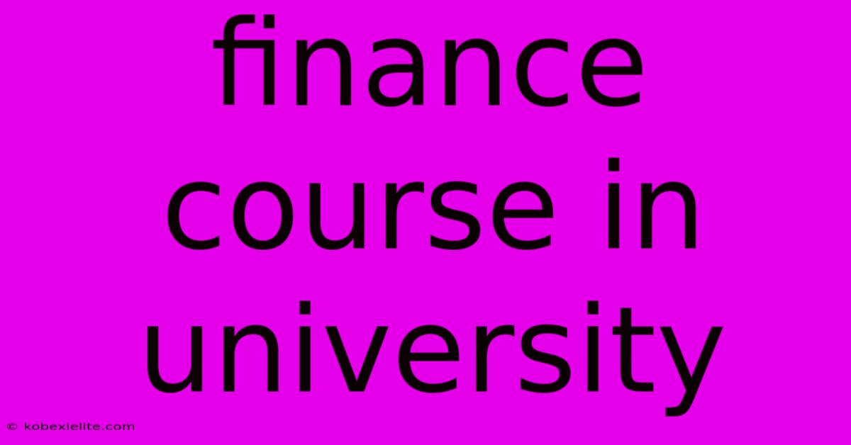Finance Course In University Finance Course In University