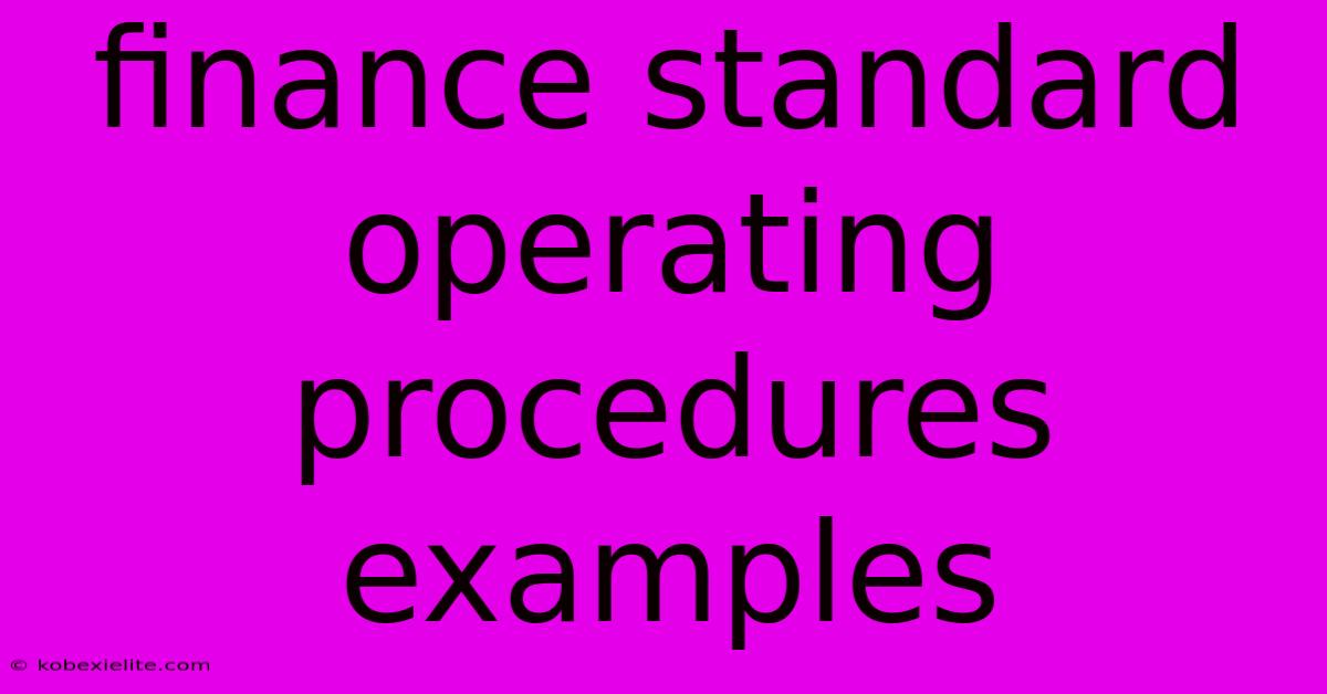 Finance Standard Operating Procedures Examples