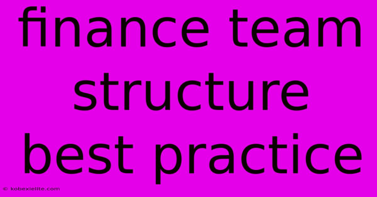 Finance Team Structure Best Practice Finance Team Structure Best Practice