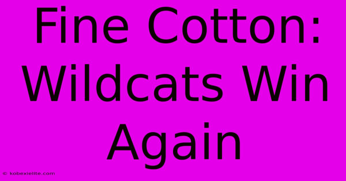 Fine Cotton: Wildcats Win Again