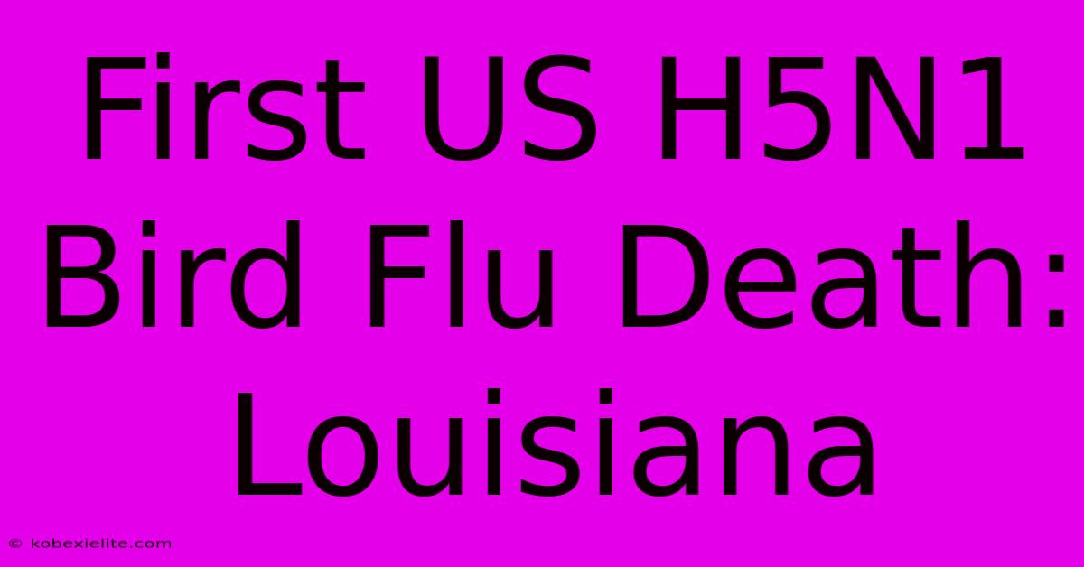 First US H5N1 Bird Flu Death: Louisiana