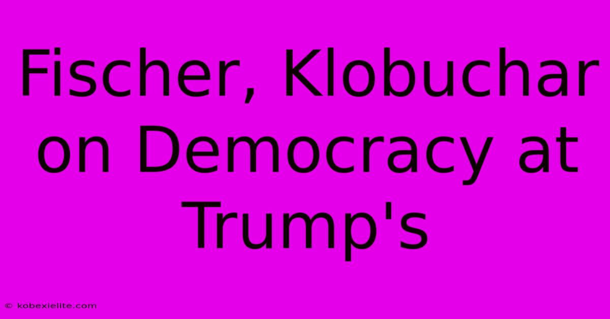 Fischer, Klobuchar On Democracy At Trump's