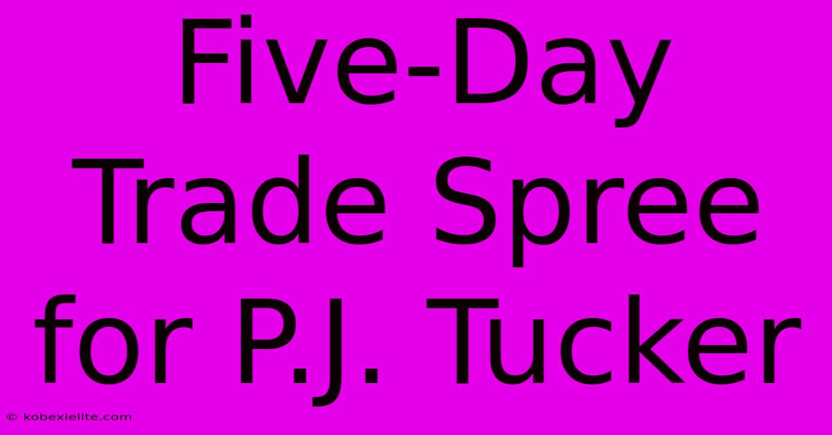 Five-Day Trade Spree For P.J. Tucker