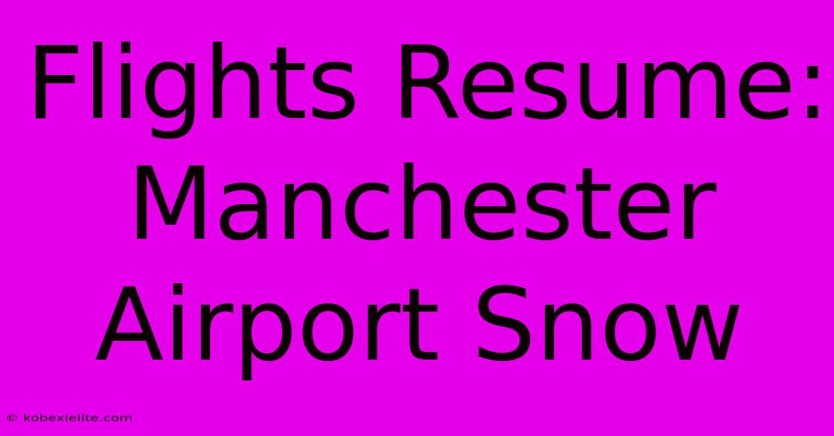 Flights Resume: Manchester Airport Snow