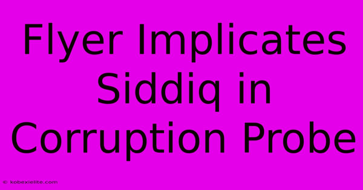 Flyer Implicates Siddiq In Corruption Probe