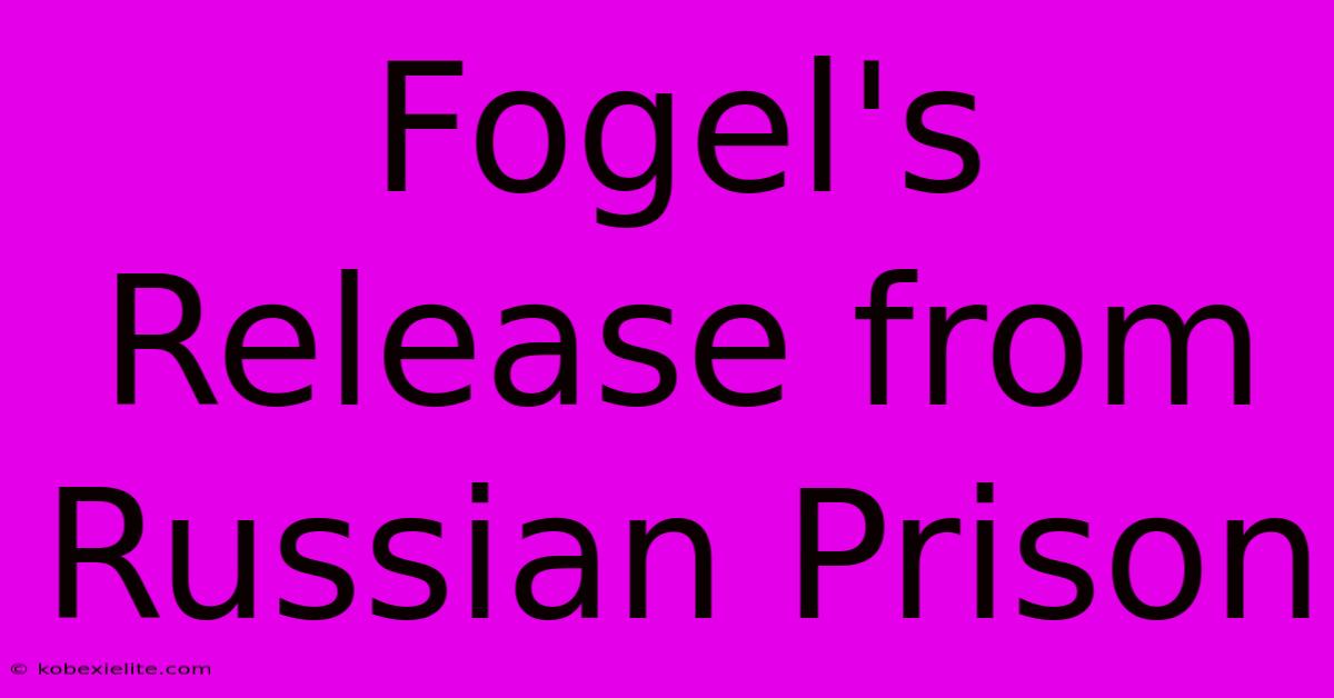 Fogel's Release From Russian Prison