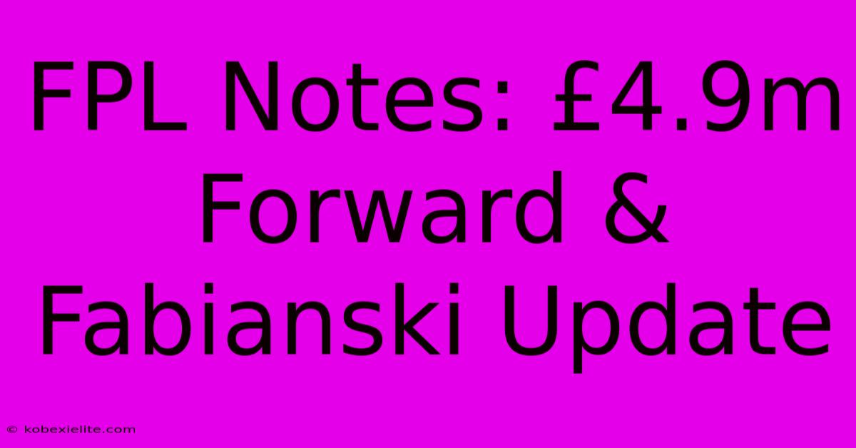 FPL Notes: £4.9m Forward & Fabianski Update