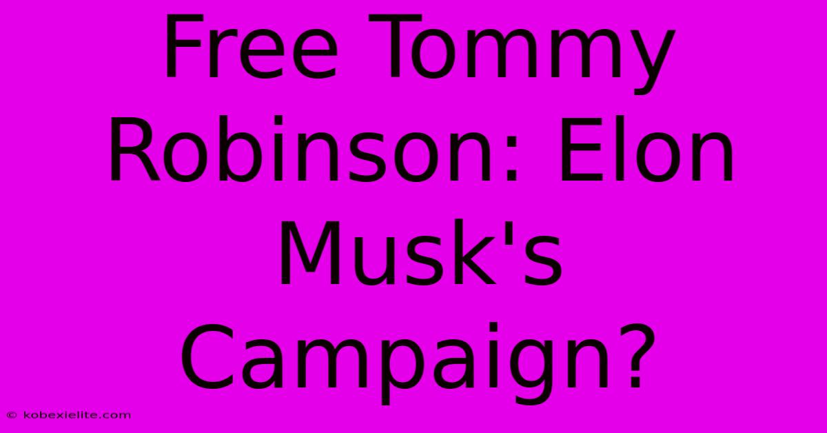 Free Tommy Robinson: Elon Musk's Campaign?