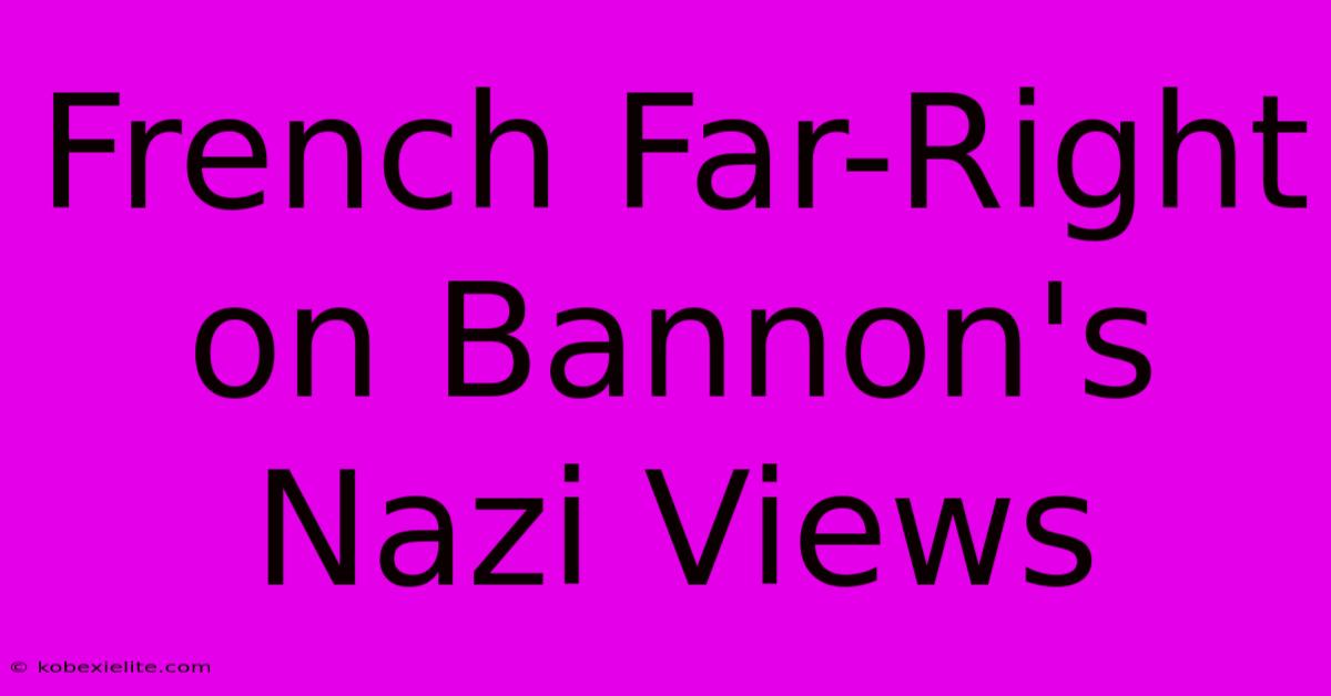 French Far-Right On Bannon's Nazi Views