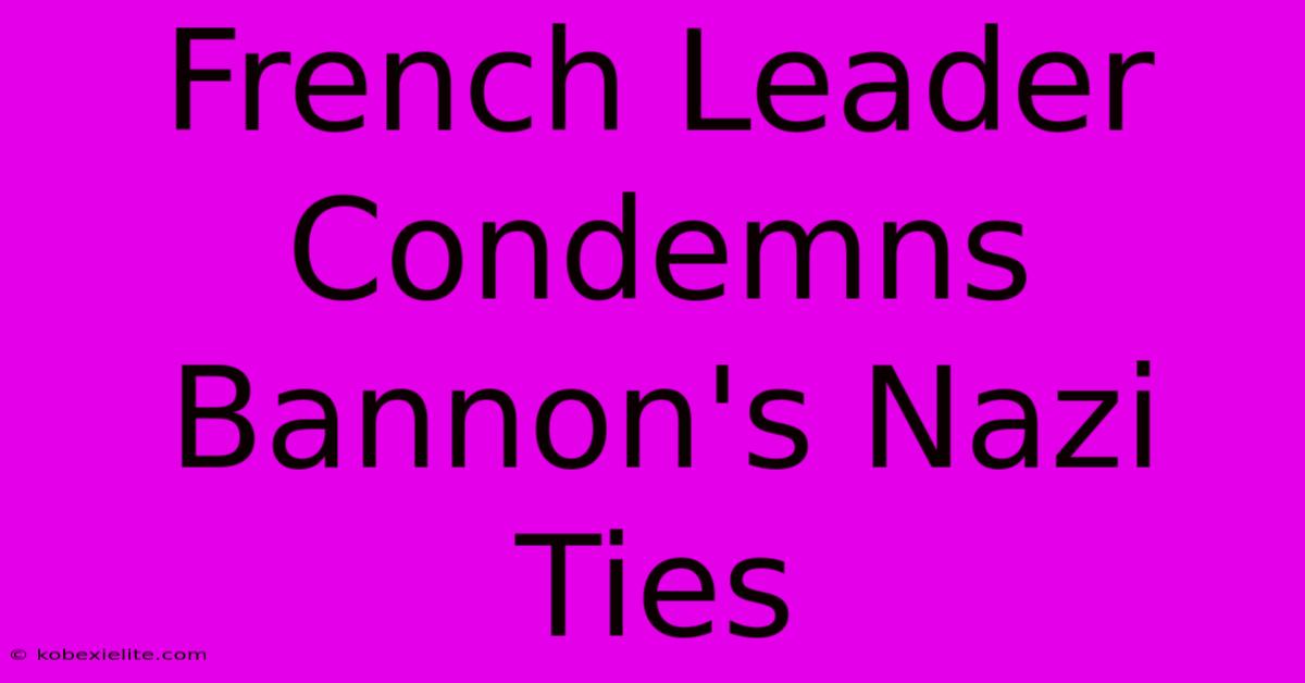 French Leader Condemns Bannon's Nazi Ties