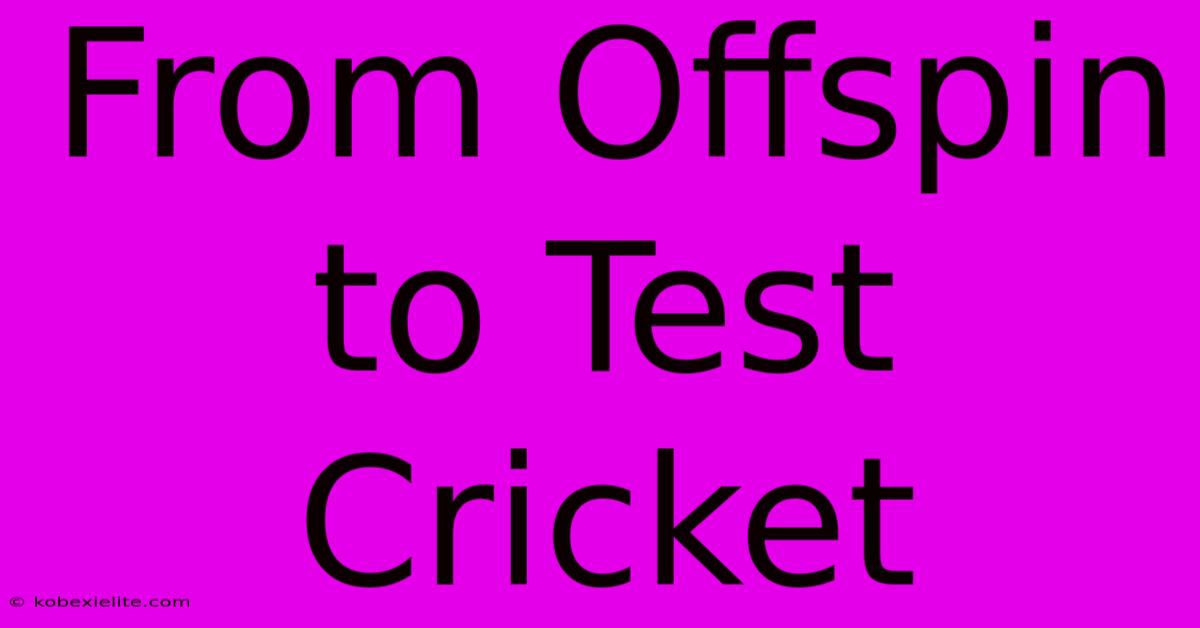 From Offspin To Test Cricket