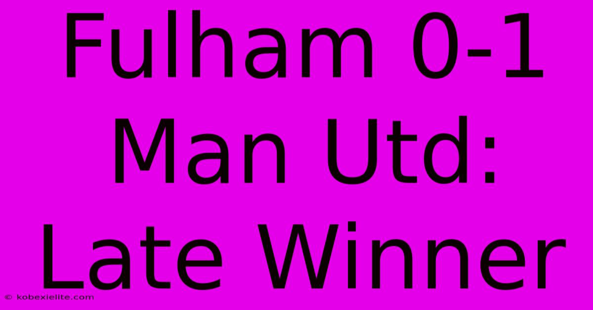 Fulham 0-1 Man Utd: Late Winner