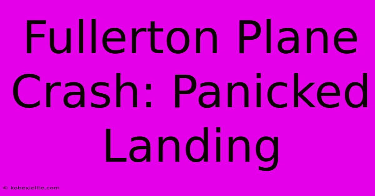 Fullerton Plane Crash: Panicked Landing