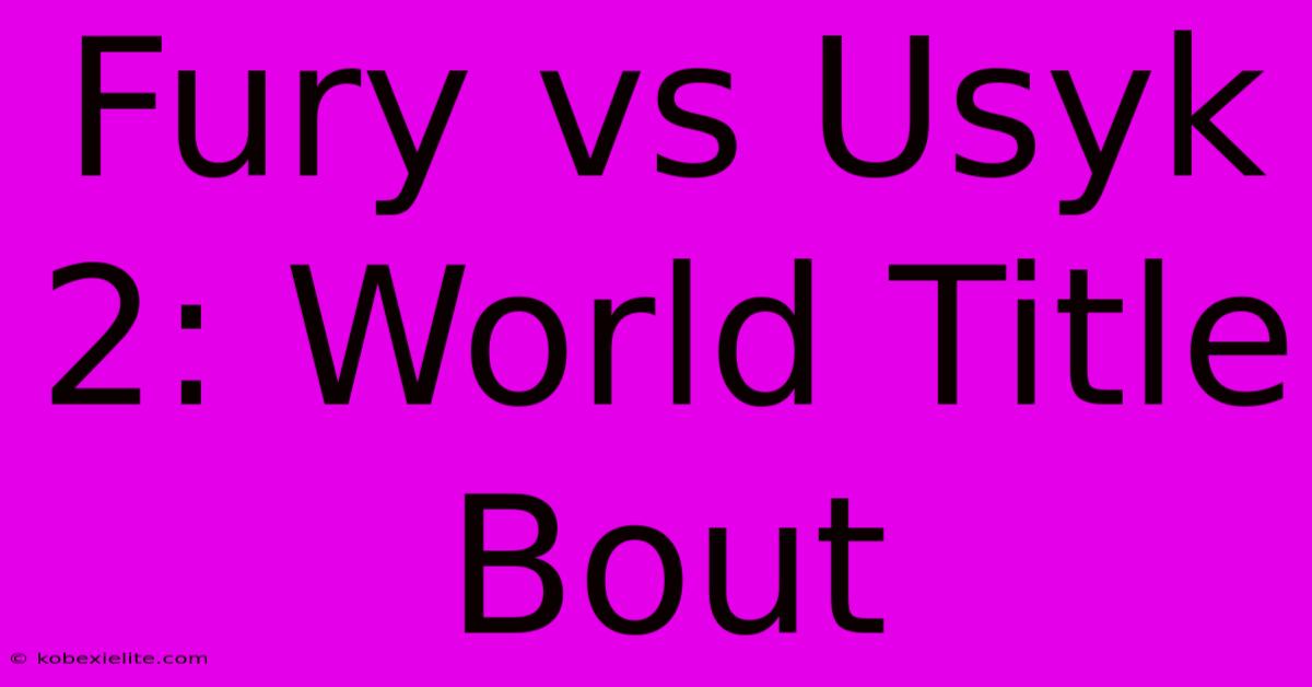 Fury Vs Usyk 2: World Title Bout