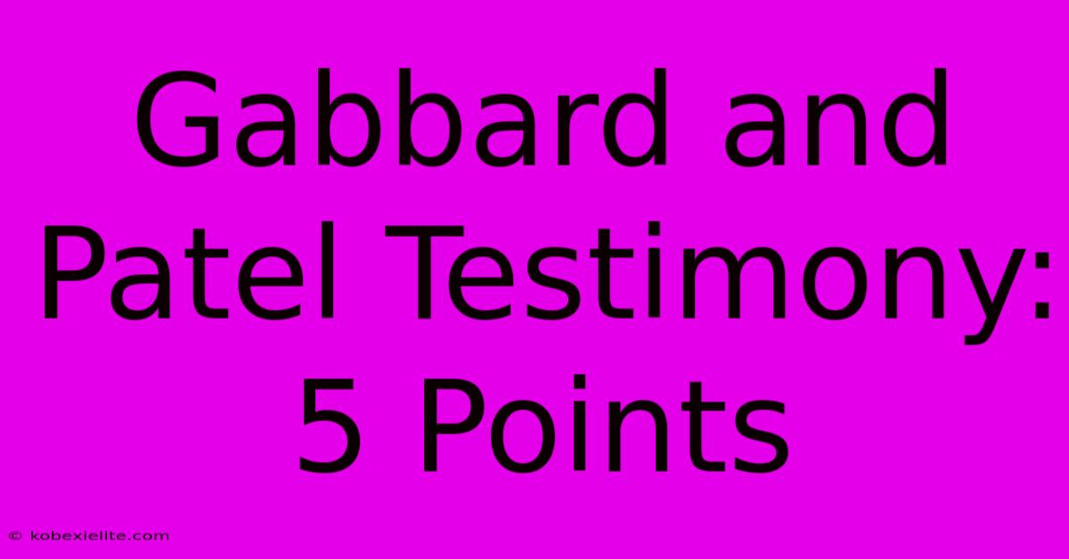 Gabbard And Patel Testimony: 5 Points