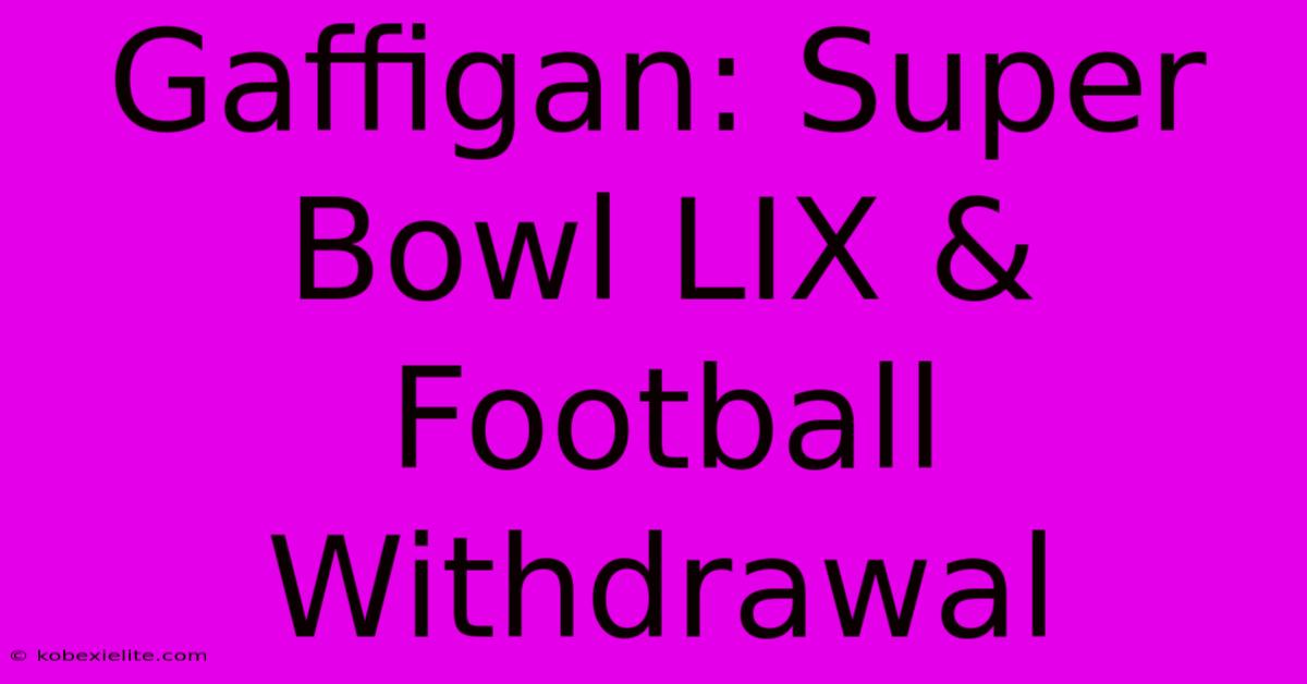 Gaffigan: Super Bowl LIX & Football Withdrawal