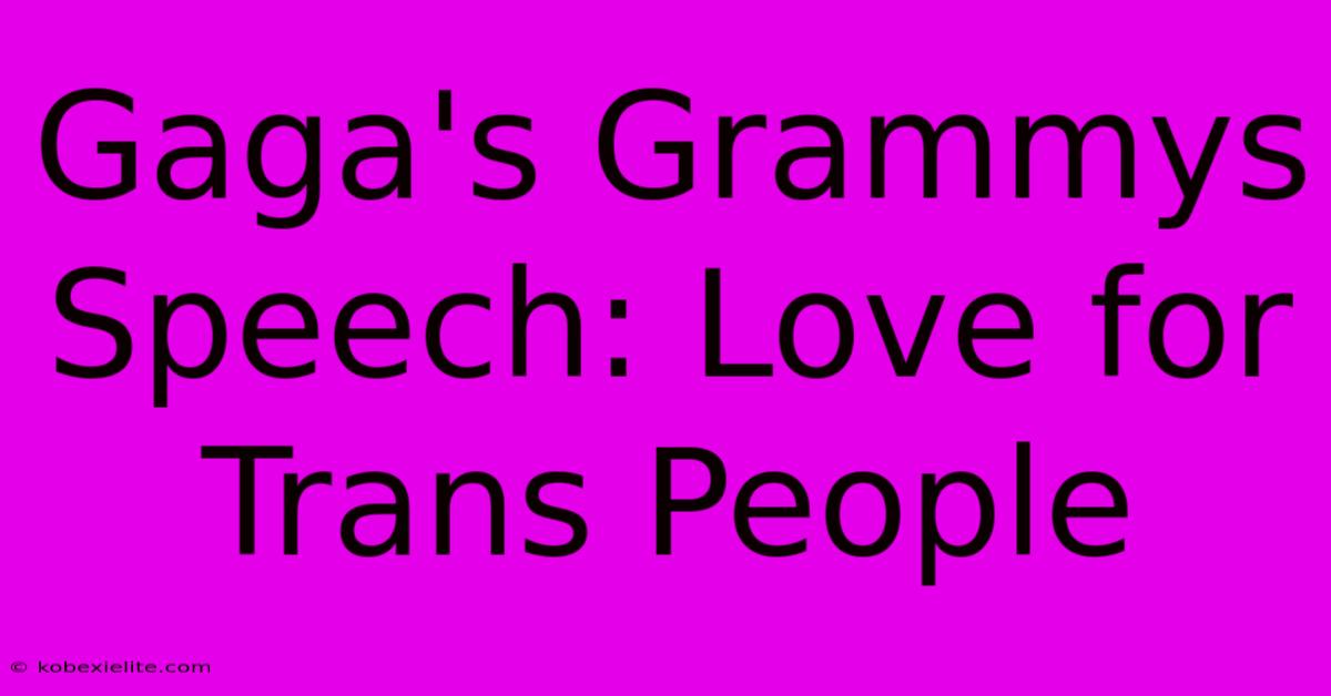 Gaga's Grammys Speech: Love For Trans People