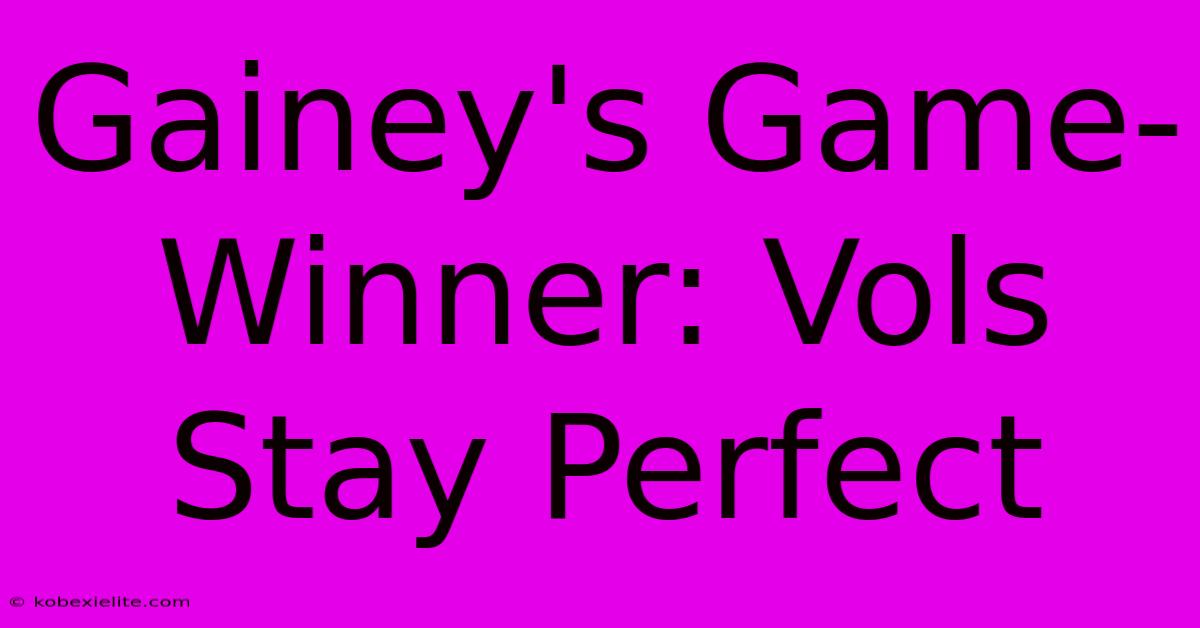 Gainey's Game-Winner: Vols Stay Perfect Gainey's Game-Winner: Vols Stay Perfect