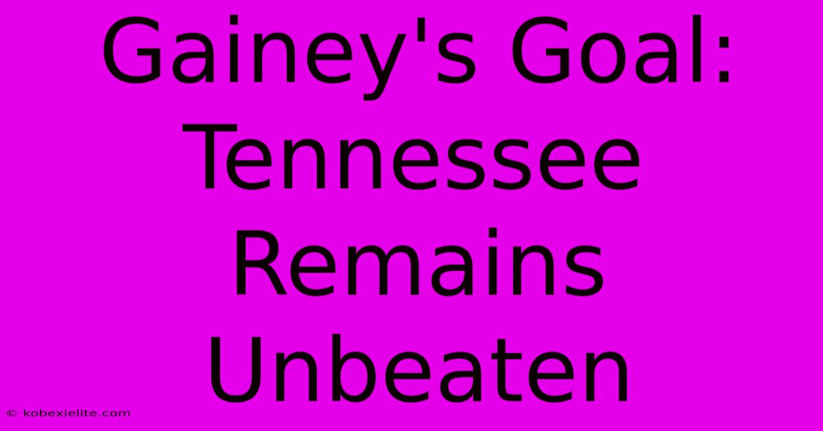 Gainey's Goal: Tennessee Remains Unbeaten Gainey's Goal: Tennessee Remains Unbeaten