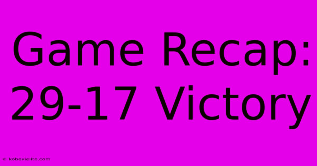 Game Recap: 29-17 Victory