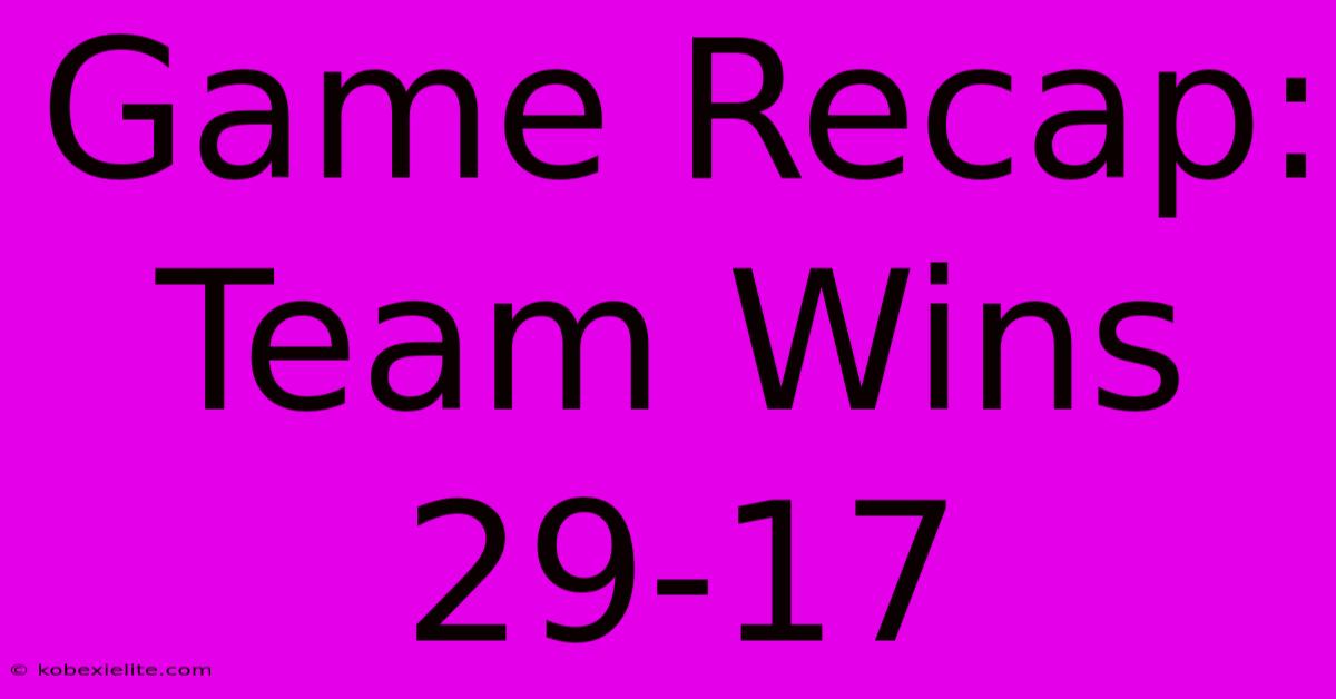 Game Recap:  Team Wins 29-17