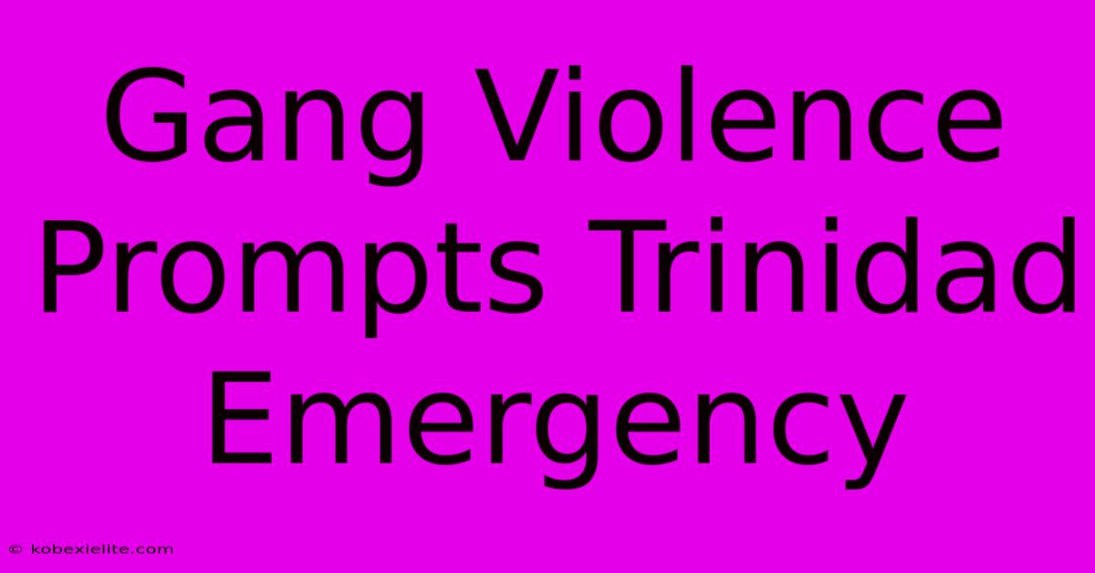 Gang Violence Prompts Trinidad Emergency