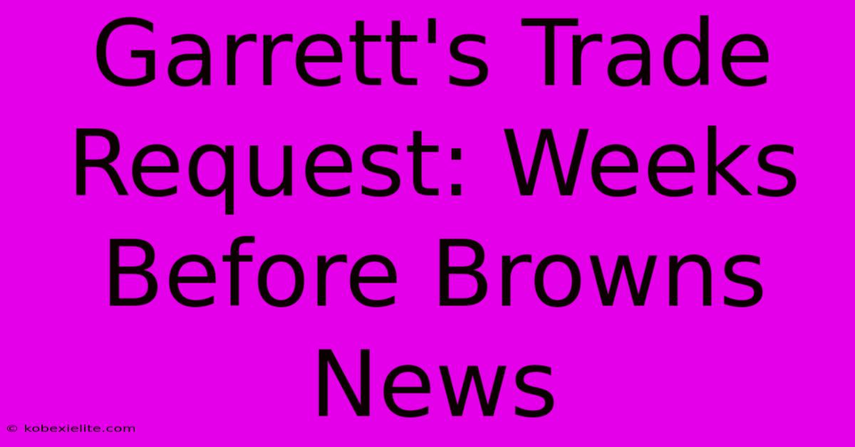 Garrett's Trade Request: Weeks Before Browns News