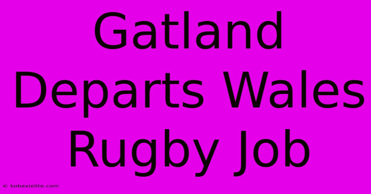 Gatland Departs Wales Rugby Job