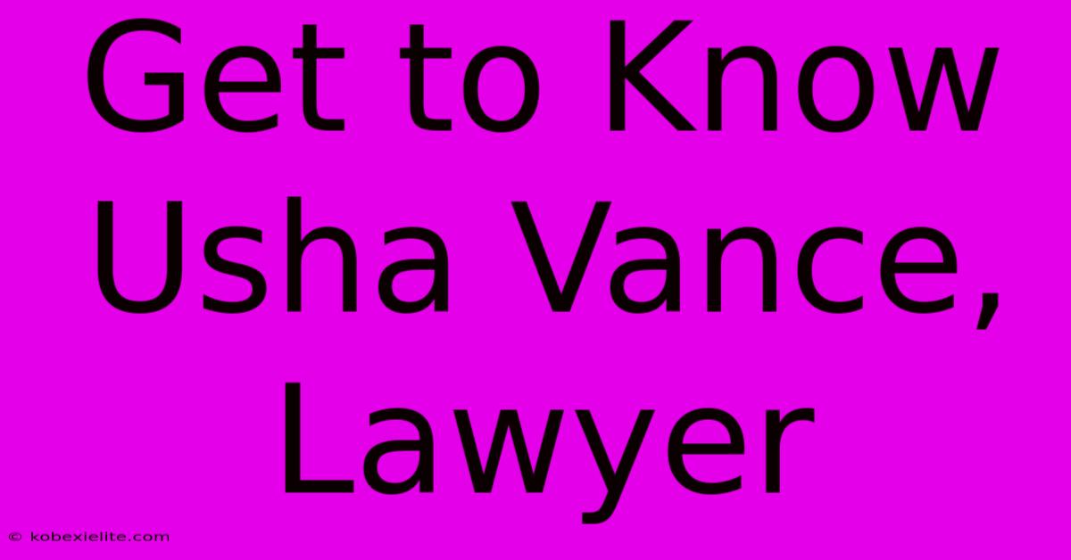 Get To Know Usha Vance, Lawyer