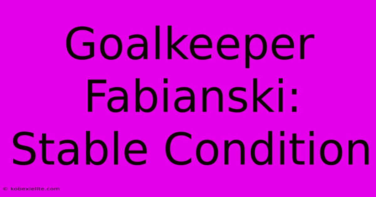 Goalkeeper Fabianski: Stable Condition