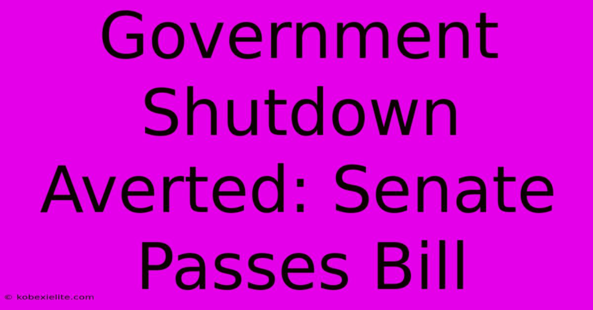 Government Shutdown Averted: Senate Passes Bill