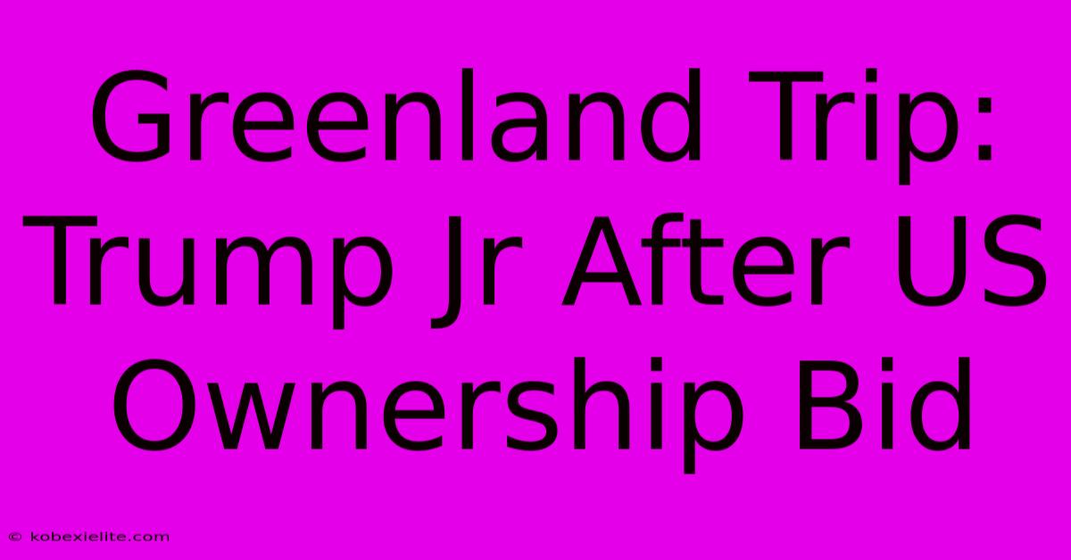 Greenland Trip: Trump Jr After US Ownership Bid