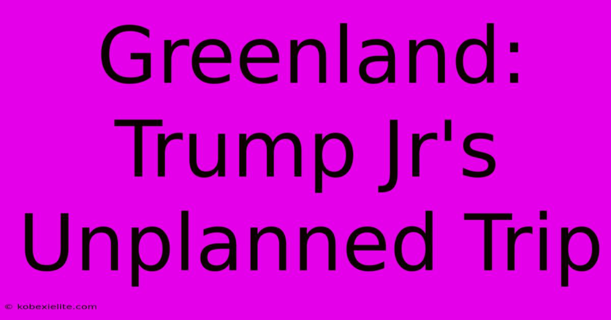 Greenland: Trump Jr's Unplanned Trip