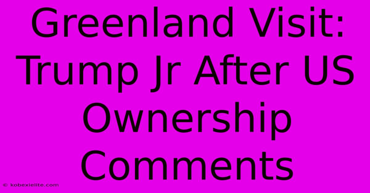 Greenland Visit: Trump Jr After US Ownership Comments