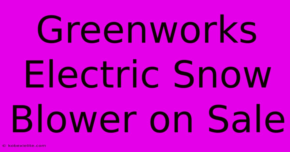 Greenworks Electric Snow Blower On Sale