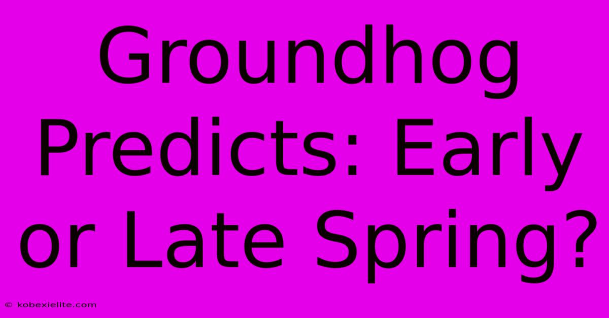 Groundhog Predicts: Early Or Late Spring?