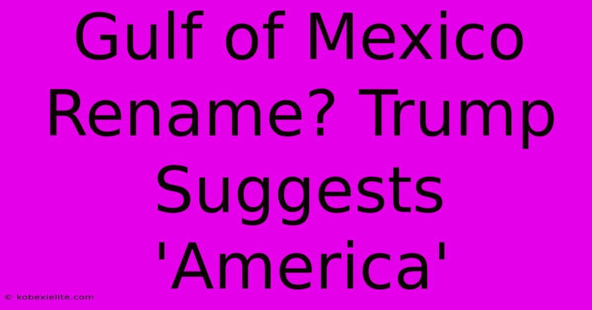 Gulf Of Mexico Rename? Trump Suggests 'America'