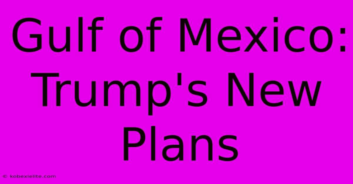 Gulf Of Mexico: Trump's New Plans