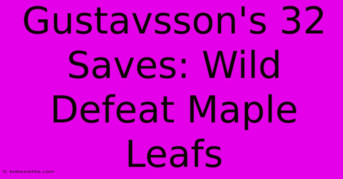 Gustavsson's 32 Saves: Wild Defeat Maple Leafs