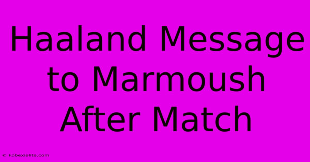 Haaland Message To Marmoush After Match