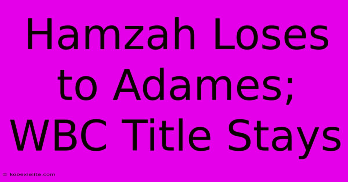 Hamzah Loses To Adames; WBC Title Stays