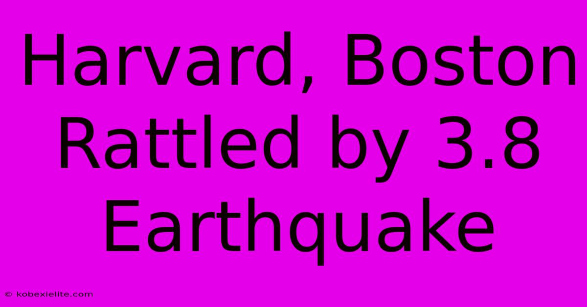 Harvard, Boston Rattled By 3.8 Earthquake