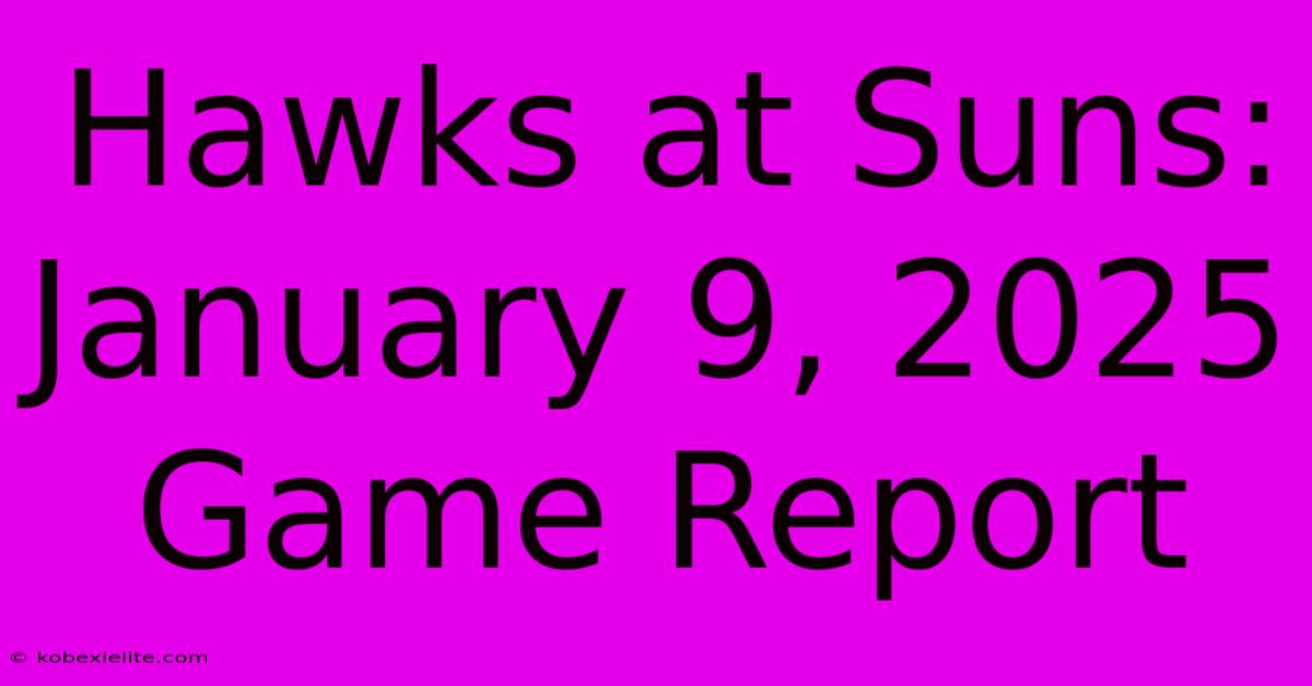 Hawks At Suns: January 9, 2025 Game Report