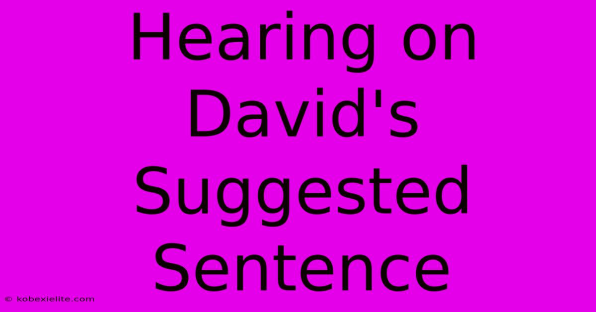 Hearing On David's Suggested Sentence